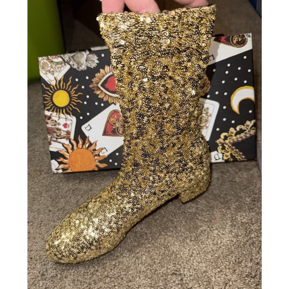 $1,275 DOLCE & GABBANA Sequin Sock Boots (35.5 EU; 5.5 US) Brand New w/ Box